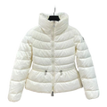 Moncler Drawstring-Waist Stand-Collar Puffer Jacket in Ivory