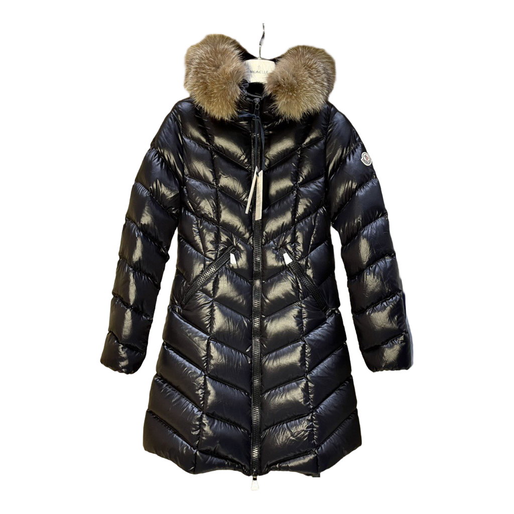 Moncler Fulmarus Chevron-Quilted Hooded Puffer Coat in Black