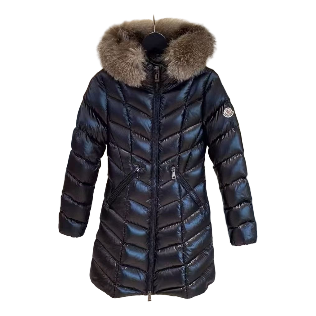 Moncler Fulmarus Chevron-Quilted Hooded Puffer Coat in Black