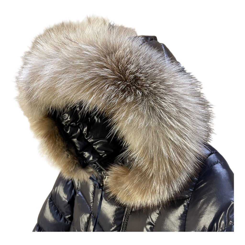 Moncler Fulmarus Chevron-Quilted Hooded Puffer Coat in Black