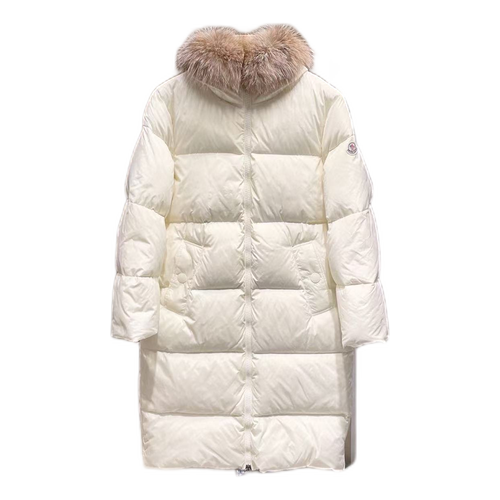 Moncler Marrionnier Long Puffer Coat in Ivory