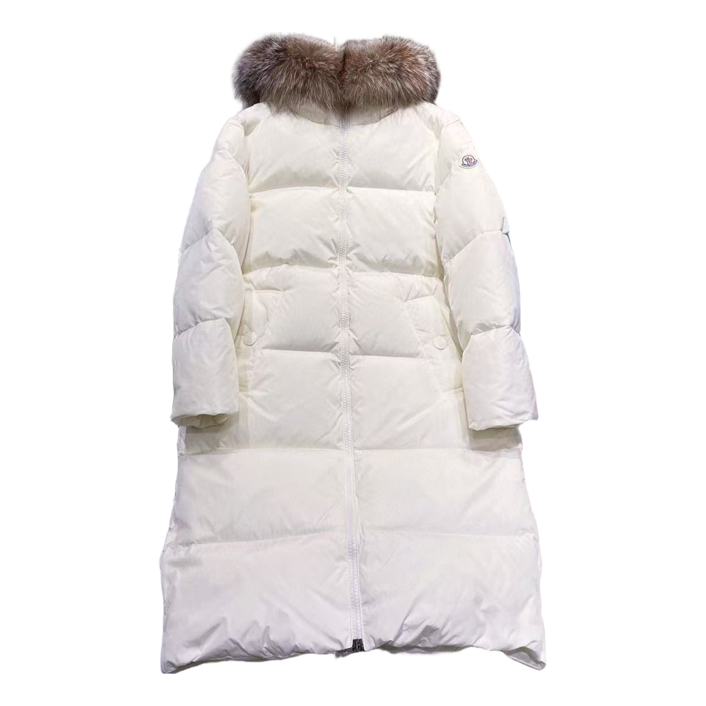 Moncler Marrionnier Long Puffer Coat in Ivory