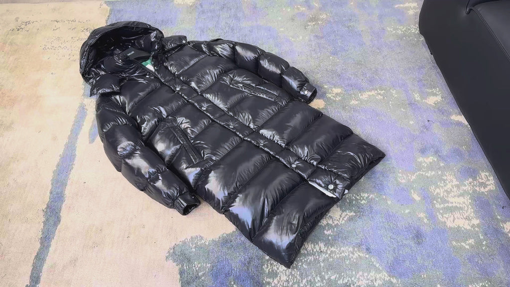 Moncler Hanoverian Glossy Hooded Long Puffer Coat