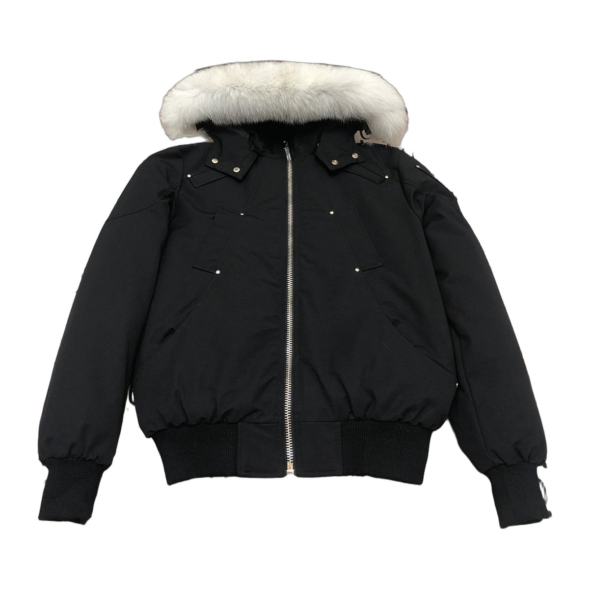 Moose Knuckles Men's Original Ballistic Shearling-Trim Bomber Jacket in Black
