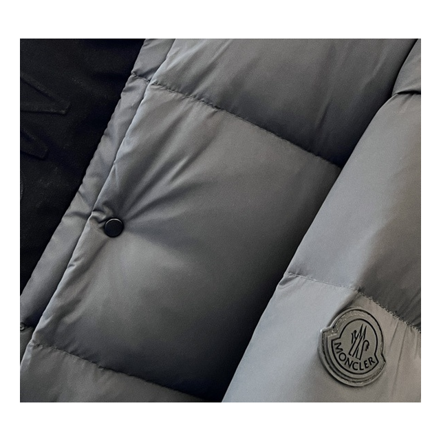 Moncler Contrast-Hood Colour-Block Puffer Jacket