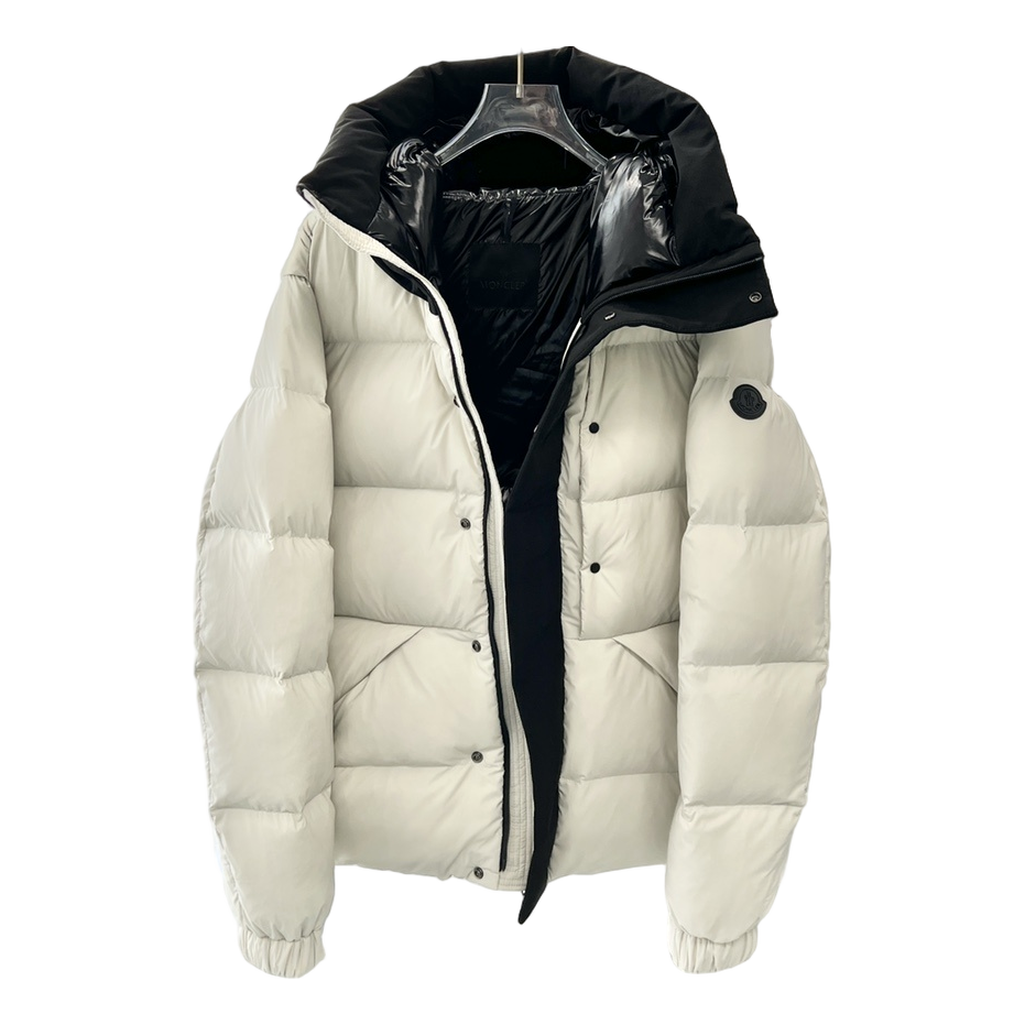Moncler Contrast-Hood Colour-Block Puffer Jacket
