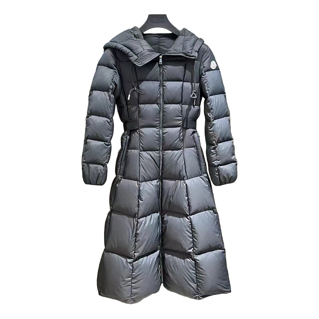 Moncler Faucon Hooded Long Puffer Coat in Black