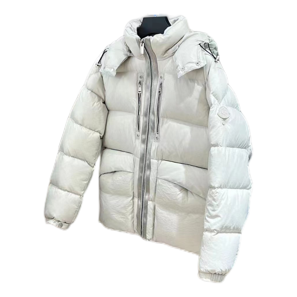 Moncler Double-Zip Hooded Puffer Jacket in Off White