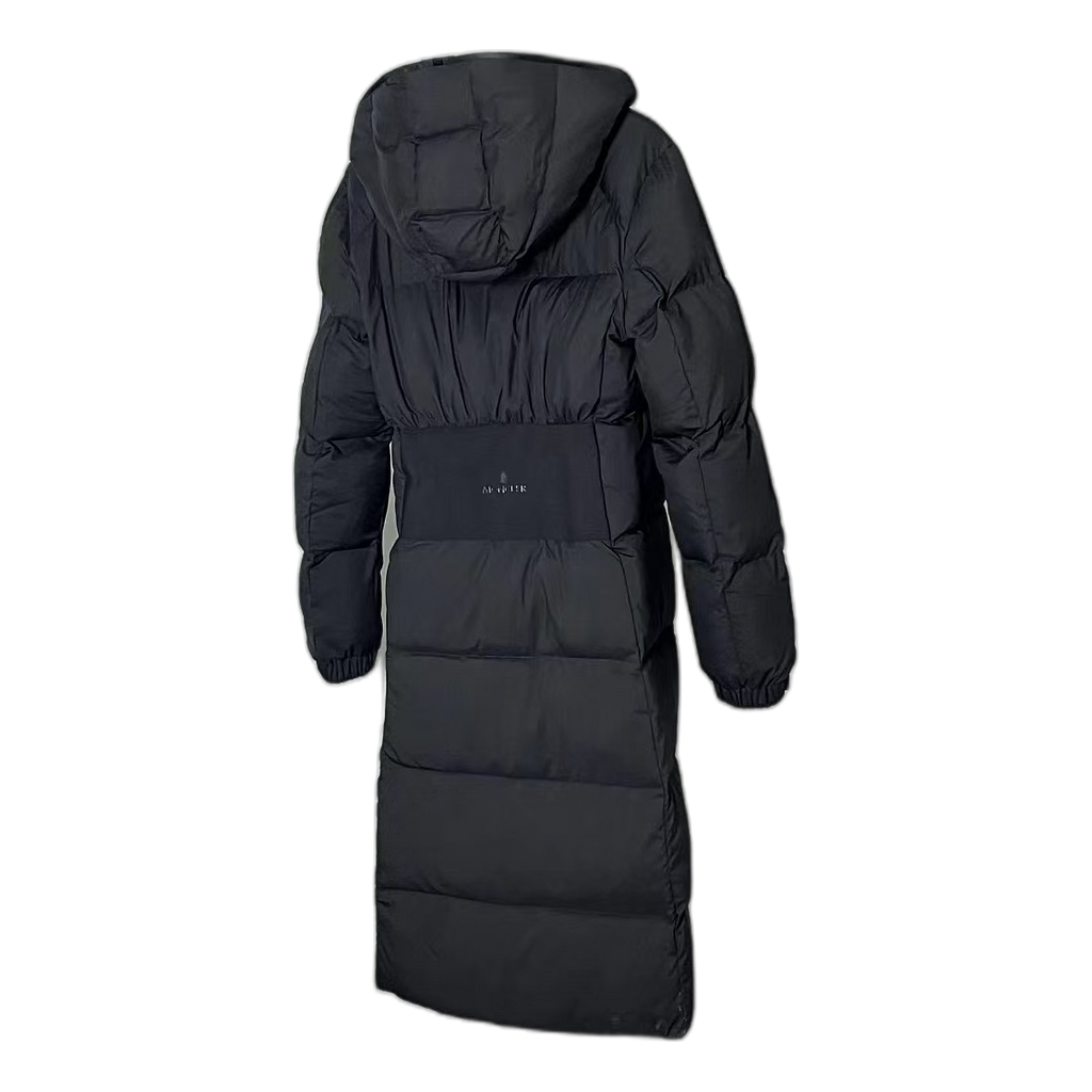 Moncler Matte Zip-Front Hooded Long Puffer Coat in Black