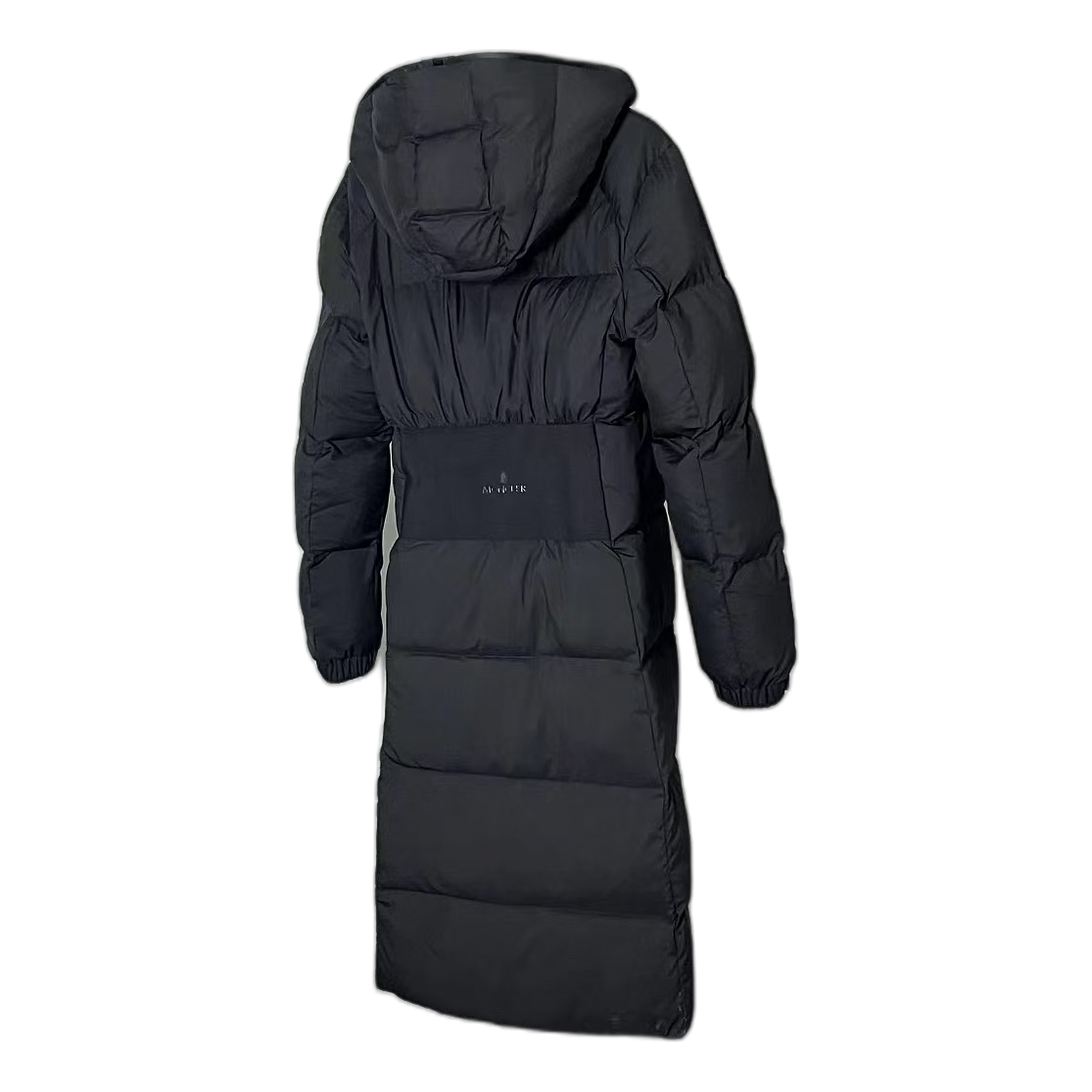 Moncler Matte Zip-Front Hooded Long Puffer Coat in Black