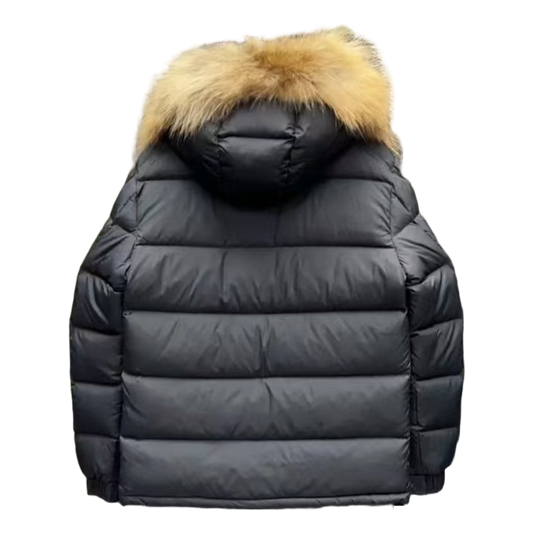 Moncler Fur-Trim Hooded Puffer Jacket in Black