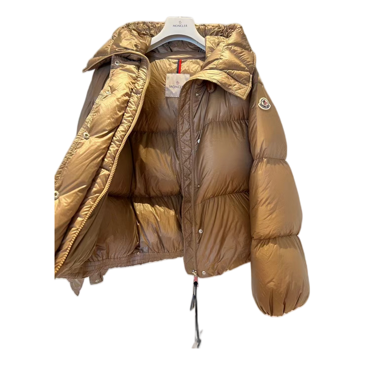 Moncler Borey Hooded Puffer Jacket in Bronze