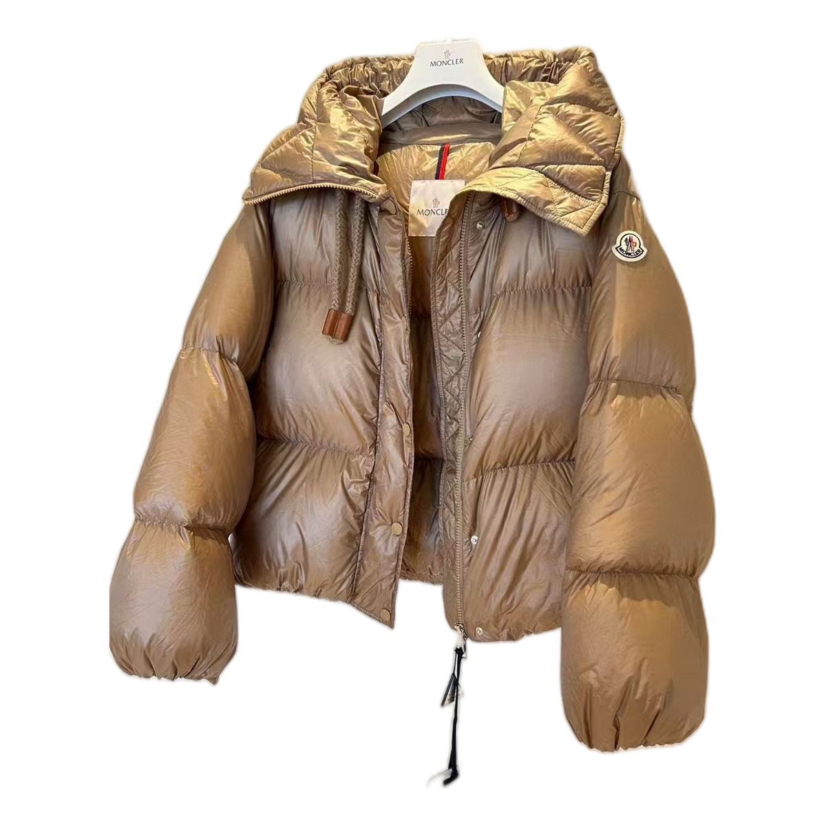 Moncler Borey Hooded Puffer Jacket in Bronze