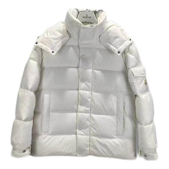 Moncler Matte Snap-Front Hooded Puffer Jacket