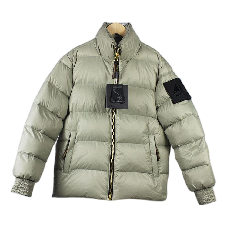 Moose Knuckles Stand-Collar Puffer Jacket in Sage Grey
