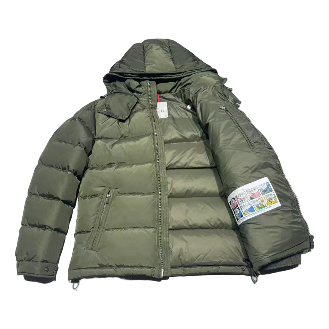 Moncler Maya Matte Hooded Puffer Jacket in Olive Green