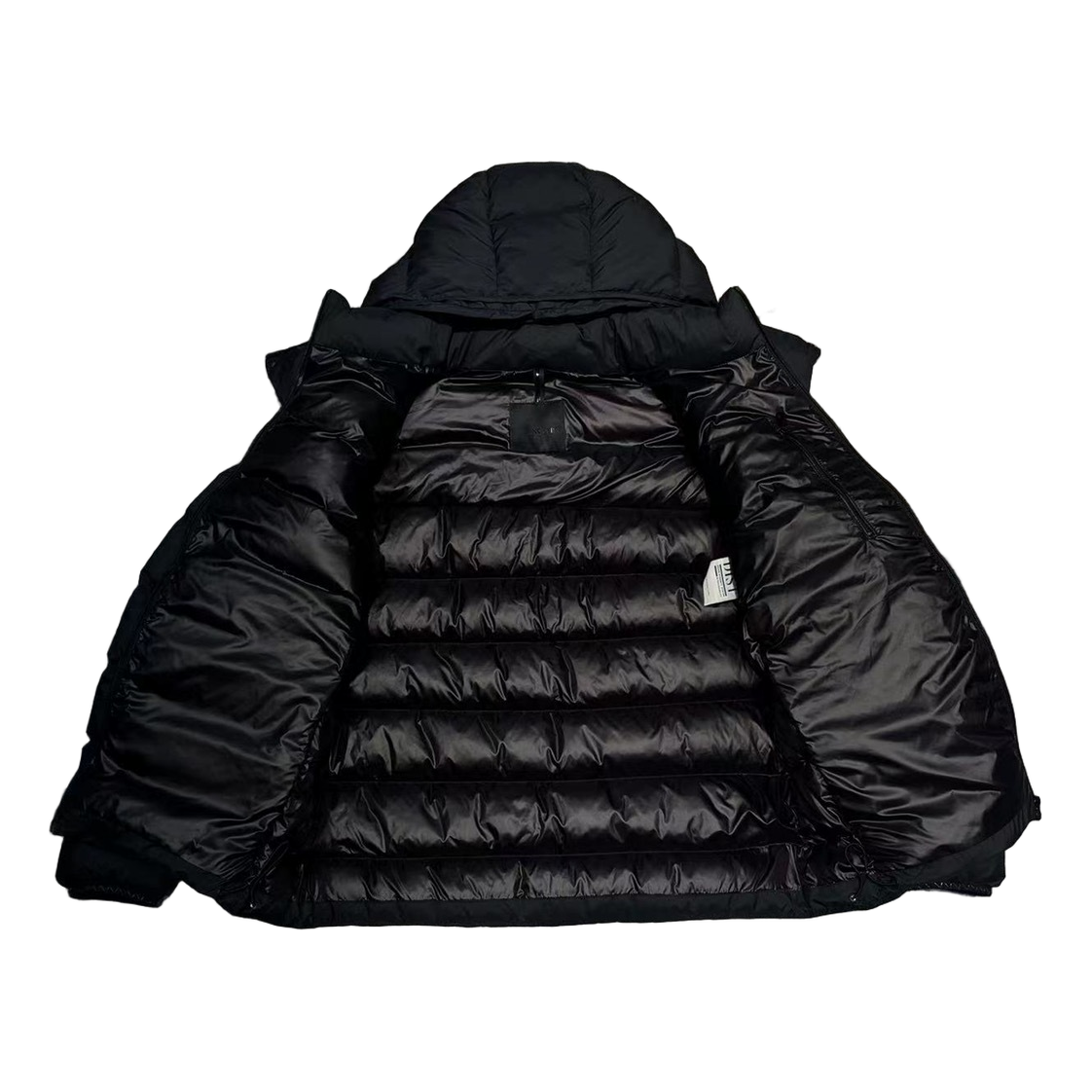 Moncler Vertical-Logo Placket Hooded Puffer Jacket in Black